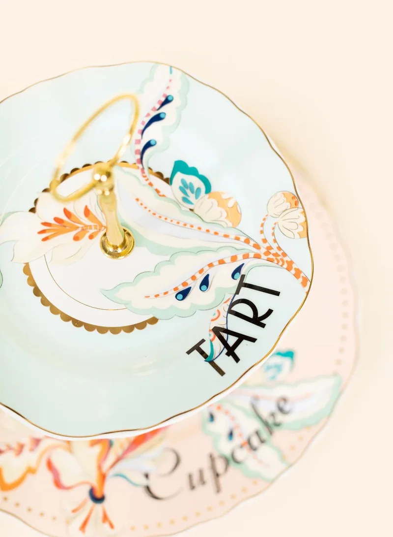 YVONNE ELLEN Floral Two Tier Cake Stand