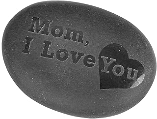 Amogeeli Amogeeli Engraved Love Stone for MotherÃ¢â‚¬â„¢s Day, Matte Inspiration Black Stone for Garden Home Office - Mom, I  - Image 1