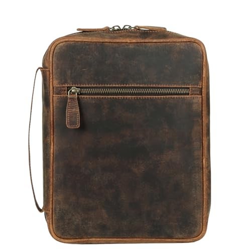 KomalC Leather Bible Cover for Men & Women – Zippered Bible Case with Handle, Note & Pen Organizer – Fits Large Study Bible – 11.5x8.5 Inch (Hunter) - Image 2