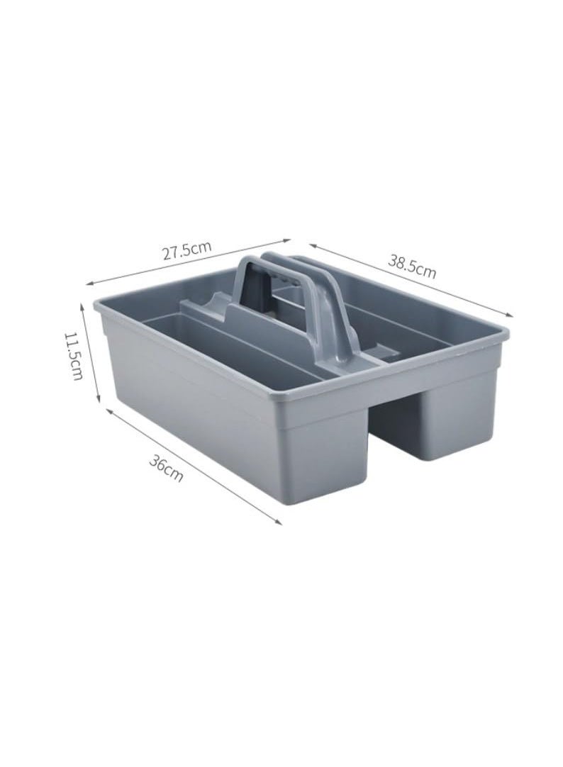 MostNow 3 Compartment Plastic Cleaning Caddy Tray, Stackable Large Commercial Quality Plastic Tool Organizer Bucket with Handle, Grey - Image 2
