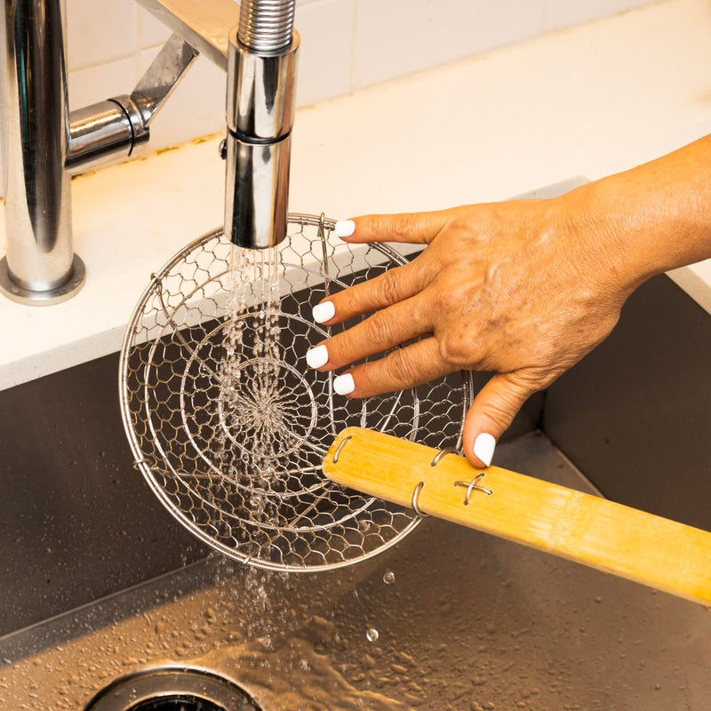 Joyce Chen Kitchen Spider Strainer Stainless Steel 5-Inch Wire Basket with Heat-Resistant Bamboo Handle - Image 5