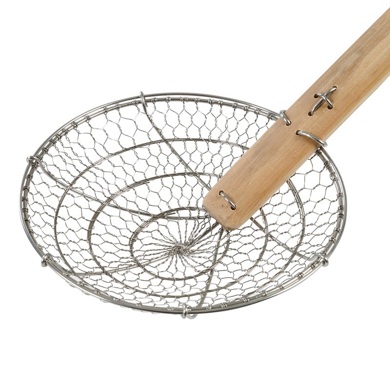 Joyce Chen Kitchen Spider Strainer Stainless Steel 5-Inch Wire Basket with Heat-Resistant Bamboo Handle - Image 2