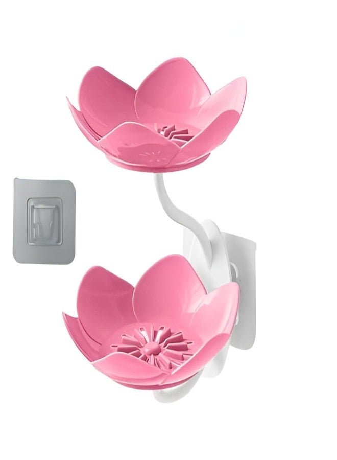 Glitzn Lotus Flower Self-Draining Soap Dish Holder | Wall Mounted Bath Soap Tray - Image 1