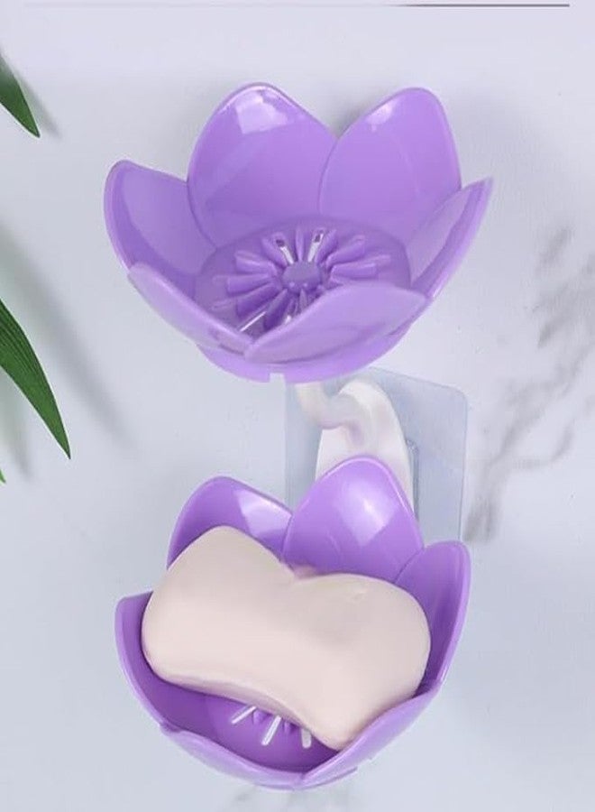 Glitzn Lotus Flower Self-Draining Soap Dish Holder | Wall Mounted Bath Soap Tray - Image 2