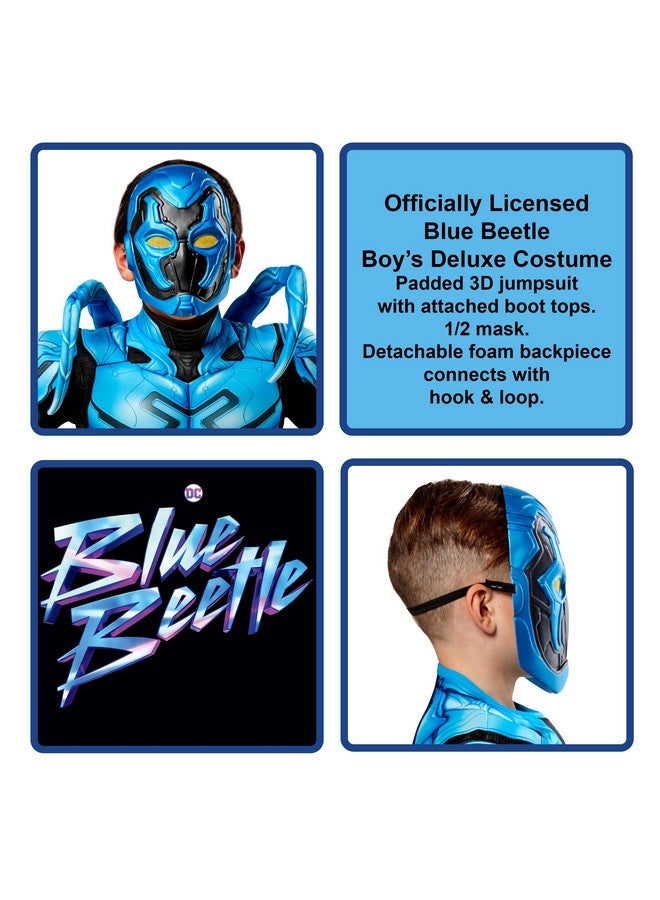 Rubies Rubie'S Boy'S Dc Deluxe Blue Beetle Costume Jumpsuit And Mask, As Shown, Medium - Image 2