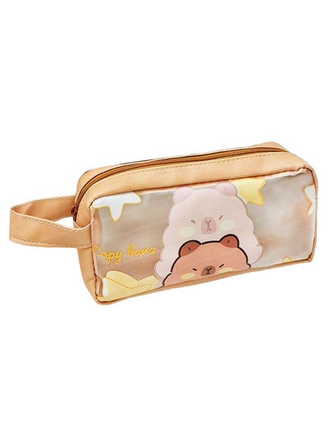 FunBlast Cute Kawaii PVC Pencil Bag, Transparent Pencil Pouch with Zipper Closure Portable Makeup Pouch, Cute Stationery Bag for Students Girls Adults Office - Random Design (Pouch B) - Image 1