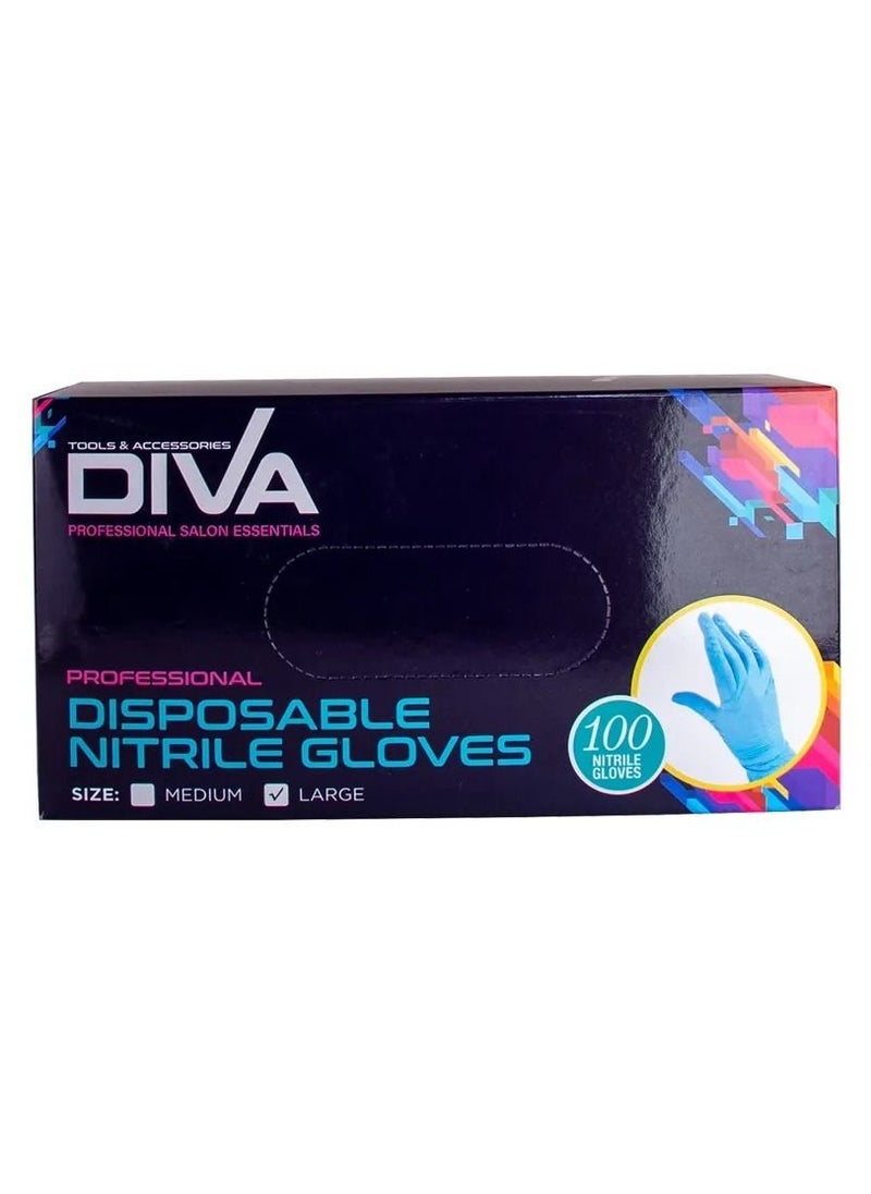 Diva Disposable Nitrile Gloves Large 1x100 