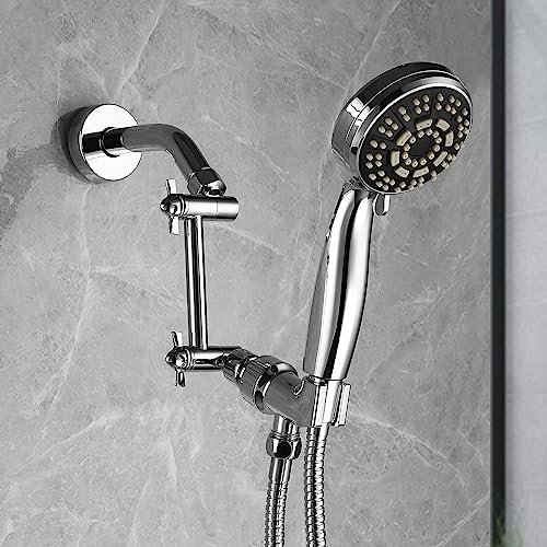 Pichrain Shower Head Extension Arm, Anti-Leak Solid Brass Adjustable Extender for Rain & Handheld Shower Head, G1/2 Universal Connector (5 Inch, Chrome) - Image 2