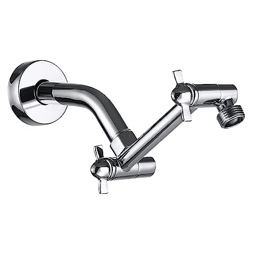 Pichrain Shower Head Extension Arm, Anti-Leak Solid Brass Adjustable Extender for Rain & Handheld Shower Head, G1/2 Universal Connector (5 Inch, Chrome) - Image 1