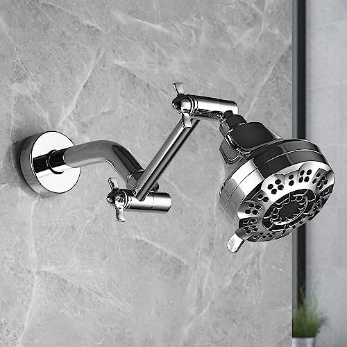 Pichrain Shower Head Extension Arm, Anti-Leak Solid Brass Adjustable Extender for Rain & Handheld Shower Head, G1/2 Universal Connector (5 Inch, Chrome) - Image 4
