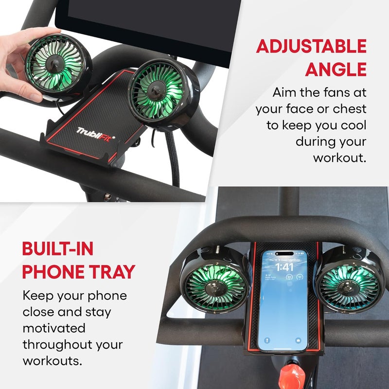 Trublifit Dual Fans for Peloton Bike with Phone Tray - All Metal Holder, No Batteries Required - Image 5