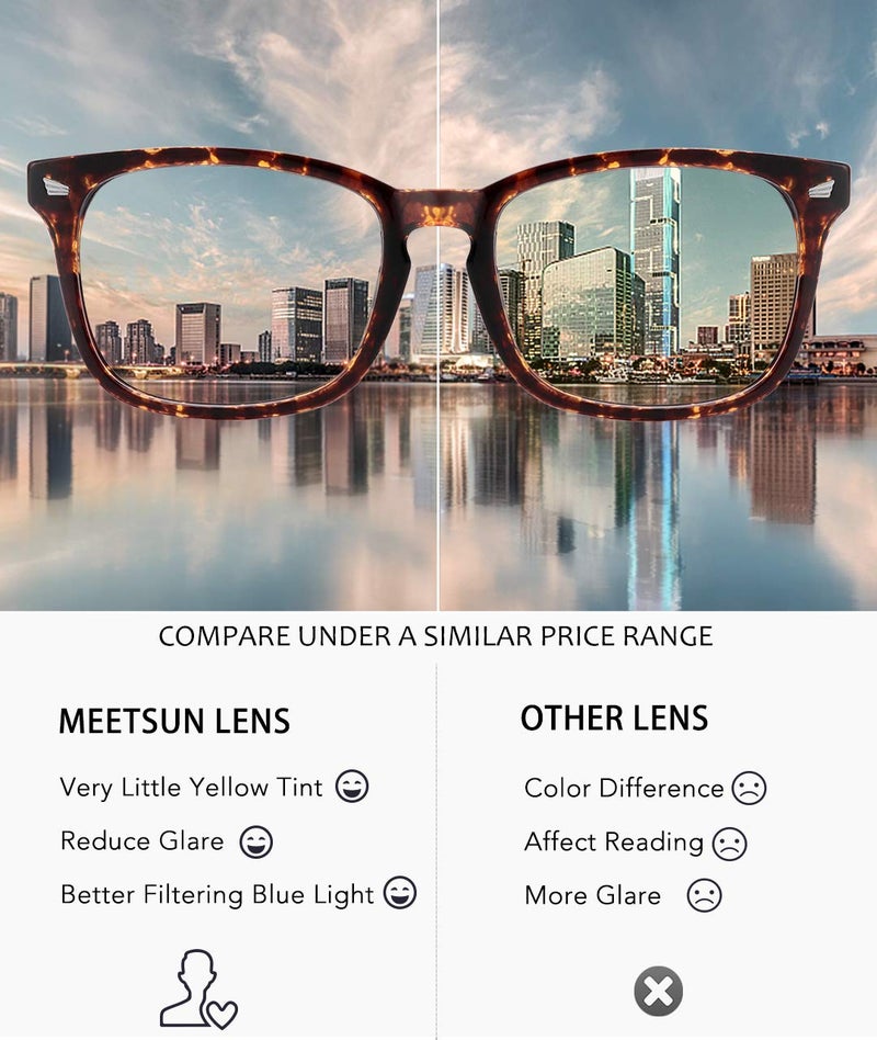 MEETSUN Blue Light Blocking Glasses, Anti Eye Strain Headache (Sleep Better),Computer Reading Glasses UV400 Transparent Lens (Black+Leopard+Tortoise, 53) - Image 3