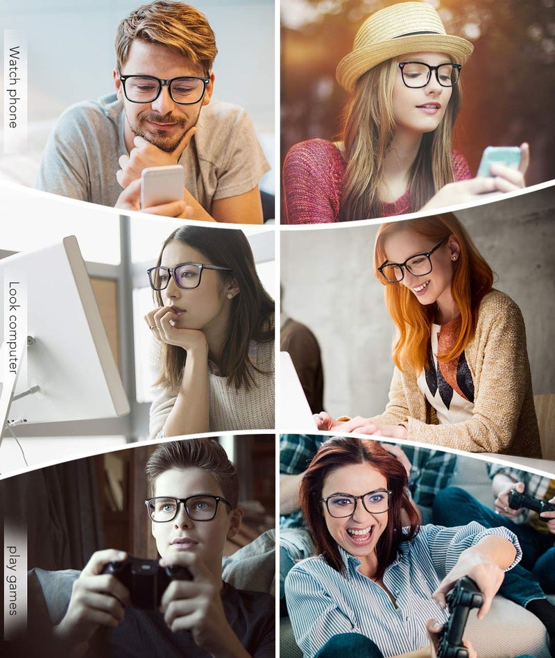 MEETSUN Blue Light Blocking Glasses, Anti Eye Strain Headache (Sleep Better),Computer Reading Glasses UV400 Transparent Lens (Black+Leopard+Tortoise, 53) - Image 2