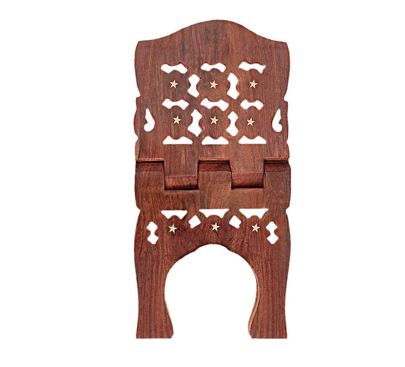 A & S VENTURES A&S Ventures Big Sheesham Wooden Hand Carved Holy Book Stand for Quran, Bible, Gita Reading Book Stand (Brown- 12 Inches) - Image 2