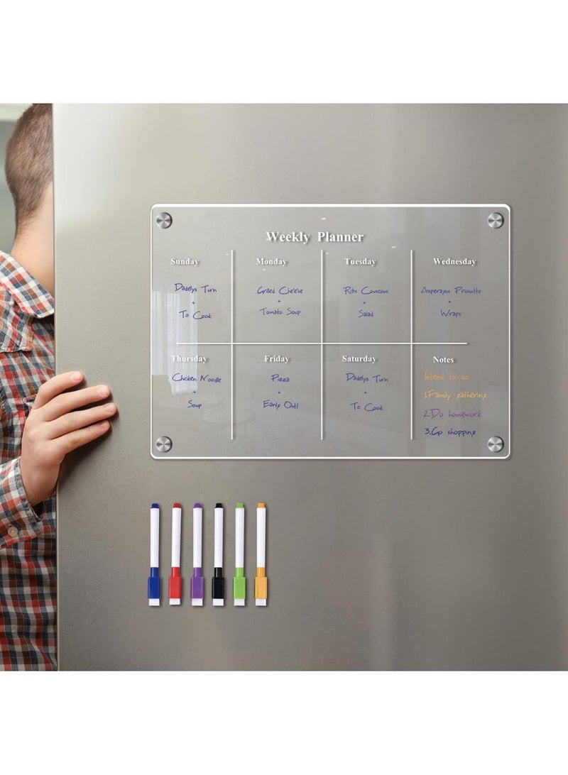 Generic Magnetic Transparent Acrylic Week Plan Memo Message Board Erasable Refrigerator Sticker  - Image 1