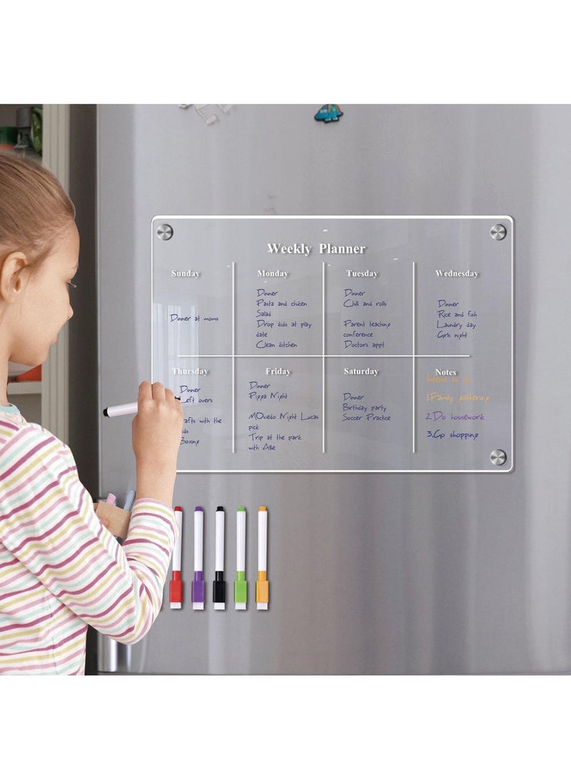 Generic Magnetic Transparent Acrylic Week Plan Memo Message Board Erasable Refrigerator Sticker  - Image 2