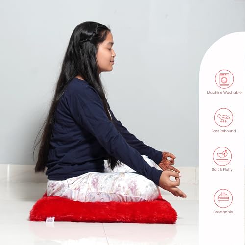 NEXTGO Floor Seat Cushions Yoga Meditation Mat Pooja aasan Soft Extra Comfortable Feather Touch Last Long Upto Washable Material Size 24 x 30 Inch 2 x 2.5 Fit (RED) - Image 3