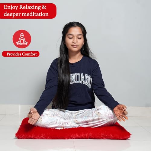 NEXTGO Floor Seat Cushions Yoga Meditation Mat Pooja aasan Soft Extra Comfortable Feather Touch Last Long Upto Washable Material Size 24 x 30 Inch 2 x 2.5 Fit (RED) - Image 2