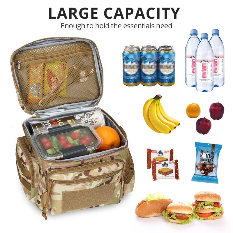ATRIPACK Lunch Box for Men, Tactical Lunch Bag MOLLE Webbing Leakproof Insulated Large Lunch Cooler Women Adult Meal with Adjustable Shoulder Strap Durable Lunch Pail (Camo-Brown) - Image 3