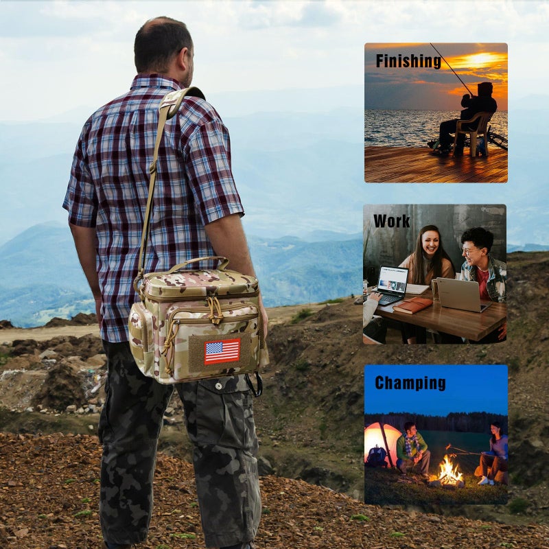 ATRIPACK Lunch Box for Men, Tactical Lunch Bag MOLLE Webbing Leakproof Insulated Large Lunch Cooler Women Adult Meal with Adjustable Shoulder Strap Durable Lunch Pail (Camo-Brown) - Image 2