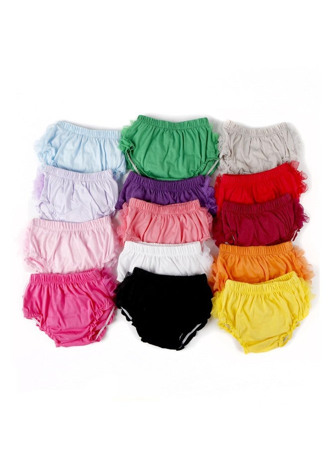 Orinery Infant Bloomers Underwear Ruffle Diaper Cover for Baby Girls Toddler Kids Cotton Shorts Panties 4-Pack (LSB59-R, 1-2T) - Image 2
