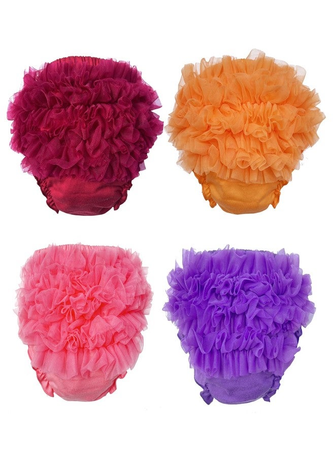 Orinery Infant Bloomers Underwear Ruffle Diaper Cover for Baby Girls Toddler Kids Cotton Shorts Panties 4-Pack (LSB59-R, 1-2T) - Image 1
