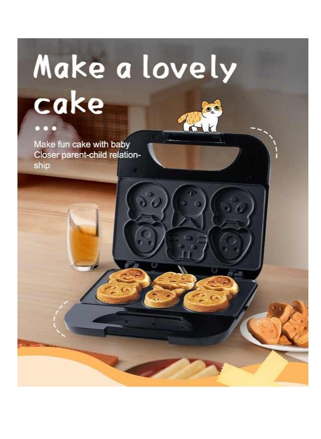 Generic Cartoon Cookie Maker with 6 Slot Non Stick Easy for Home, Office, Parties, Birthdays for Kids and Children 750W Black  - Image 2