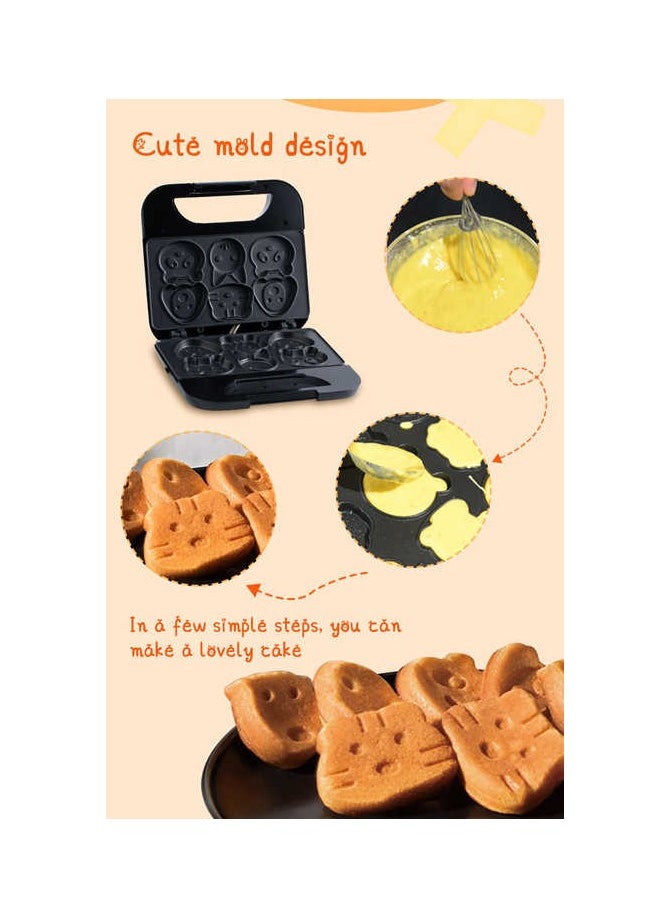 Generic Cartoon Cookie Maker with 6 Slot Non Stick Easy for Home, Office, Parties, Birthdays for Kids and Children 750W Black  - Image 4