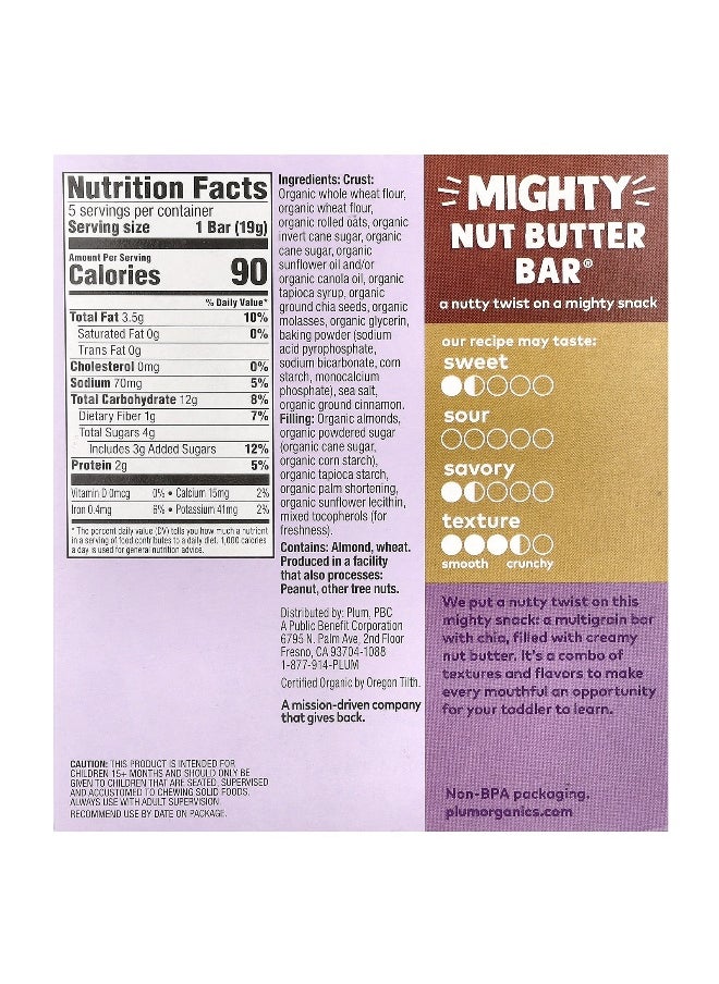 Plum Organics Plum Organics, Mighty Nut Butter Bar®, 15+ Months, Almond Butter, 5 Bars, 0.67 oz (19 g) Each  - Image 2