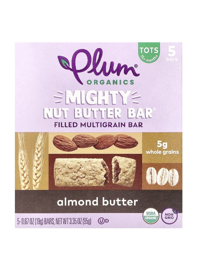 Plum Organics Plum Organics, Mighty Nut Butter Bar®, 15+ Months, Almond Butter, 5 Bars, 0.67 oz (19 g) Each  - Image 1
