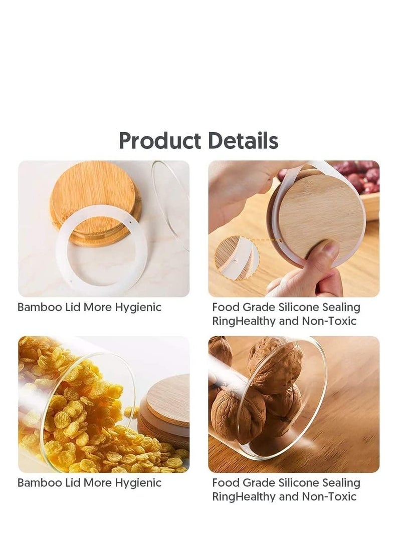 Glass Jars Sets, 12 Pcs Spice Jars with Bamboo Airtight Lids, 6.7OZ Small Food Storage Containers, 200ML Sealed Jars,Tea Jars, Bamboo Lids Jars, Bottles Multi-spec Candy Jars, for Home/Kitchen