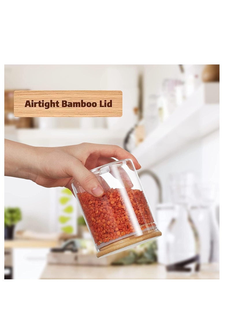 Glass Jars Sets, 12 Pcs Spice Jars with Bamboo Airtight Lids, 6.7OZ Small Food Storage Containers, 200ML Sealed Jars,Tea Jars, Bamboo Lids Jars, Bottles Multi-spec Candy Jars, for Home/Kitchen