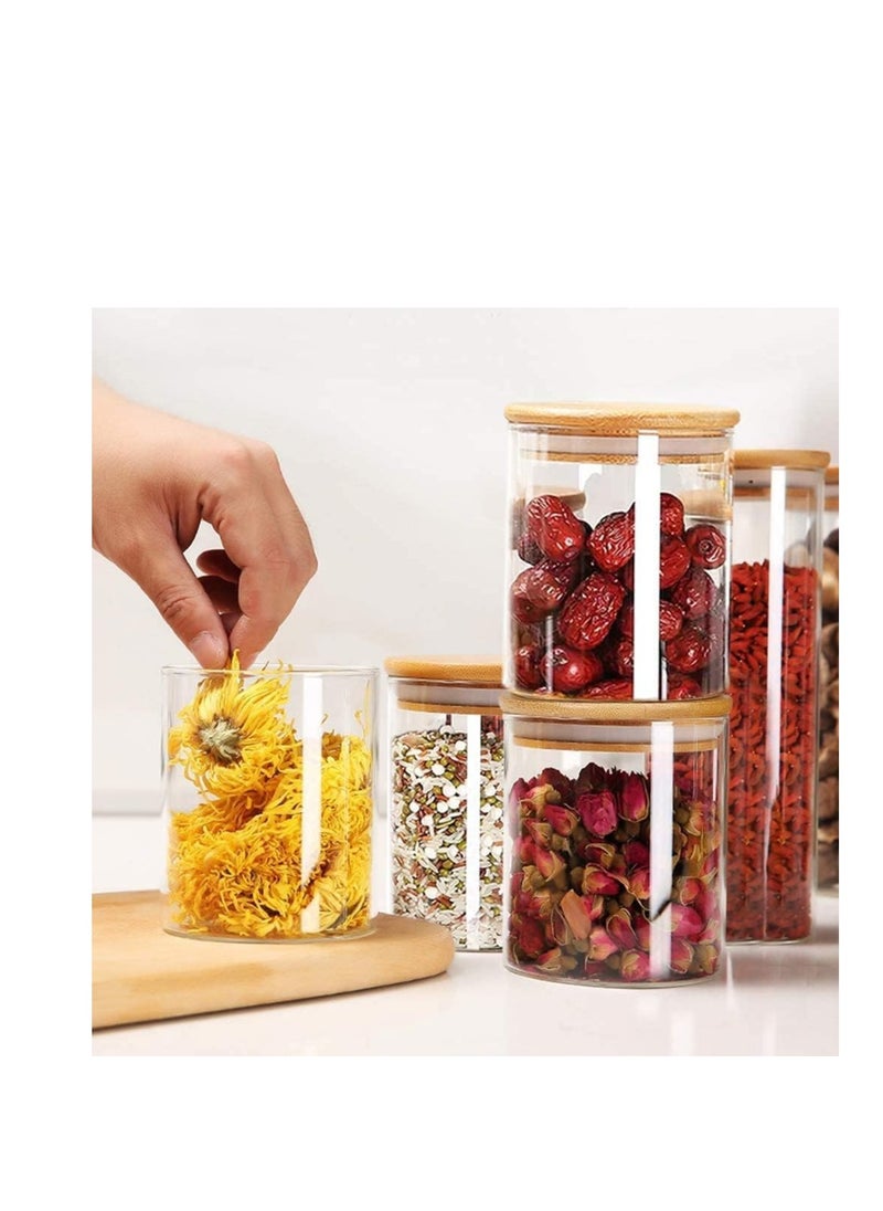 Glass Jars Sets, 12 Pcs Spice Jars with Bamboo Airtight Lids, 6.7OZ Small Food Storage Containers, 200ML Sealed Jars,Tea Jars, Bamboo Lids Jars, Bottles Multi-spec Candy Jars, for Home/Kitchen