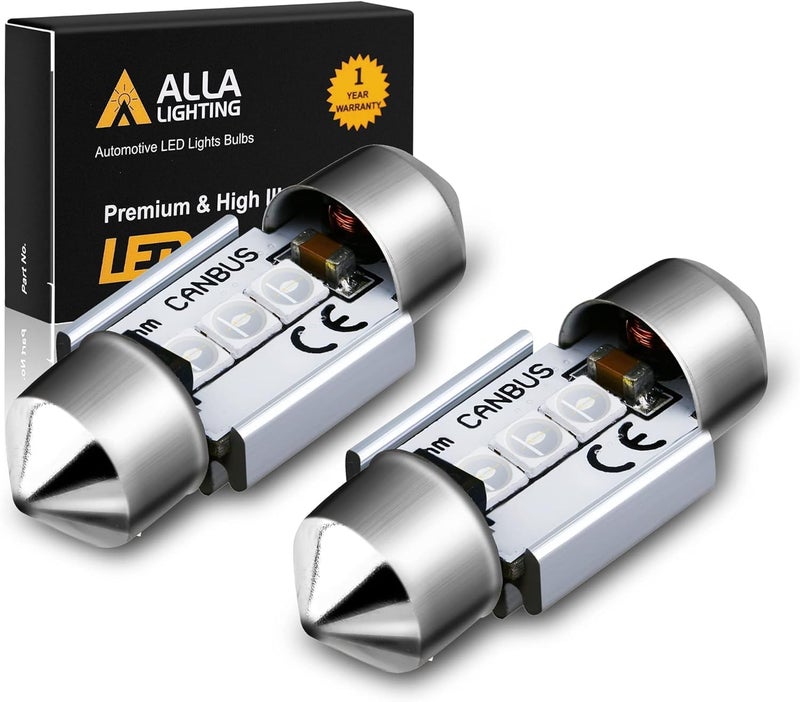 Alla Lighting 31mm DE3021 DE3022 7065 LED Festoon Bulbs 10000K Blue CANBus Interior Dome Map Trunk Step Courtesy Lights Lamps