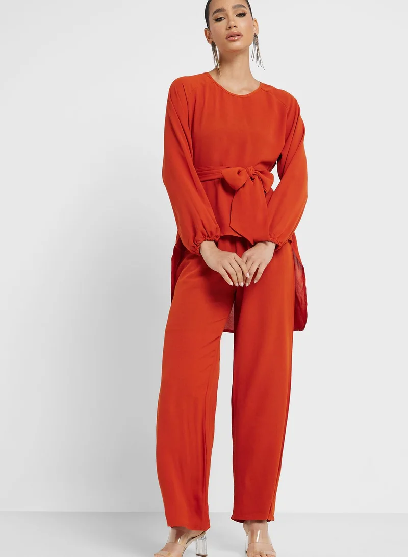 Khizana Belted Top And Pant Set