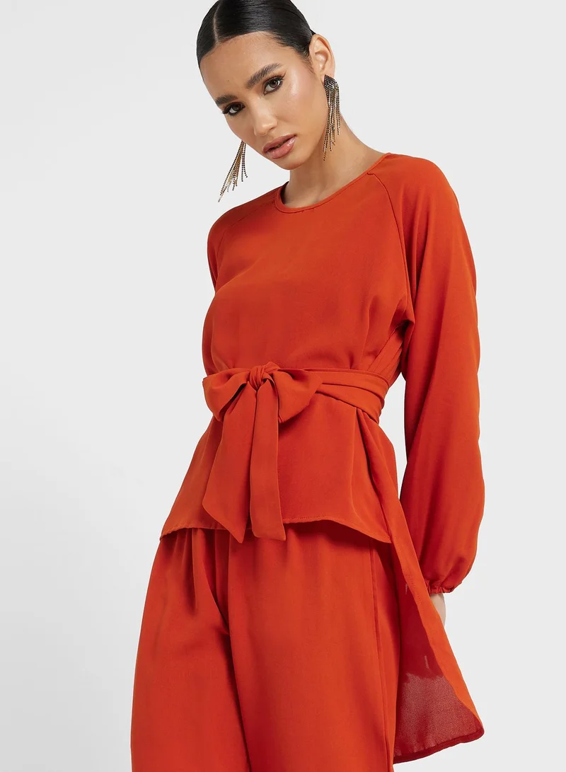 Khizana Belted Top And Pant Set