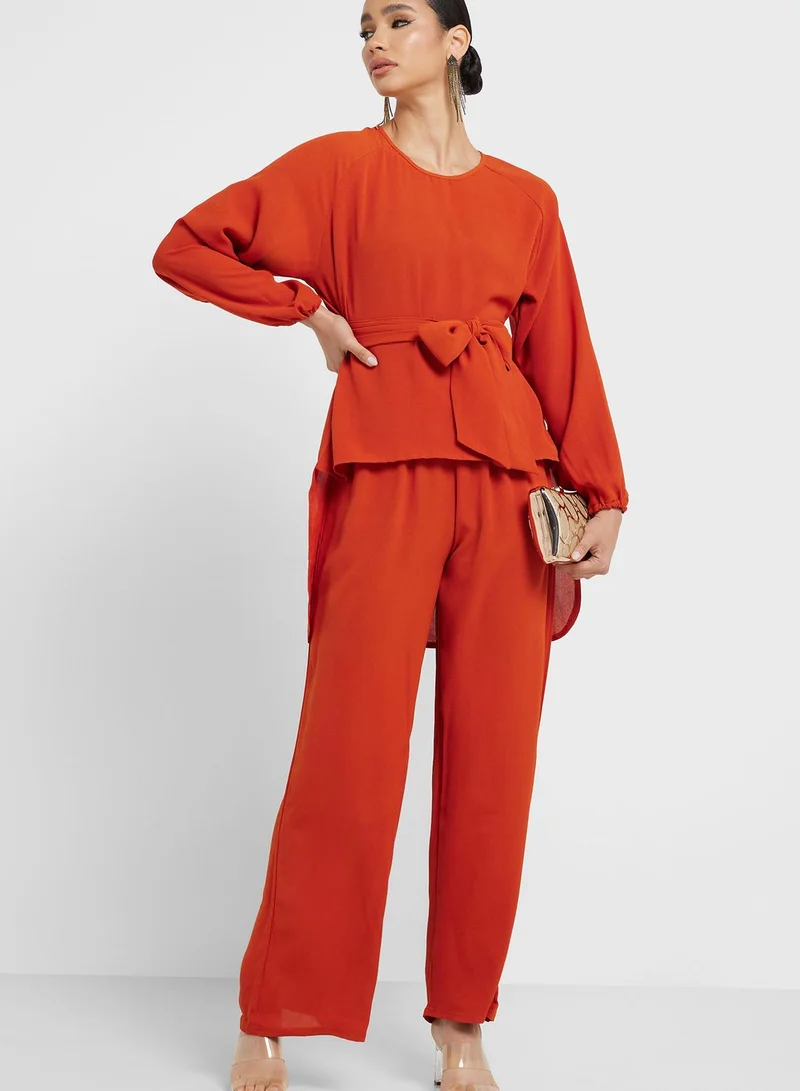 Khizana Belted Top And Pant Set