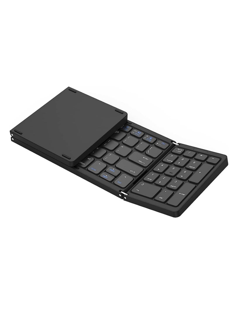 ELTRAZONE Foldable Bluetooth Keyboard Folding Wireless Portable Keyboard with Numeric Keypad, USB-C Rechargeable for iOS Android Windows System Laptop Tablet Smartphone Device  - Image 1