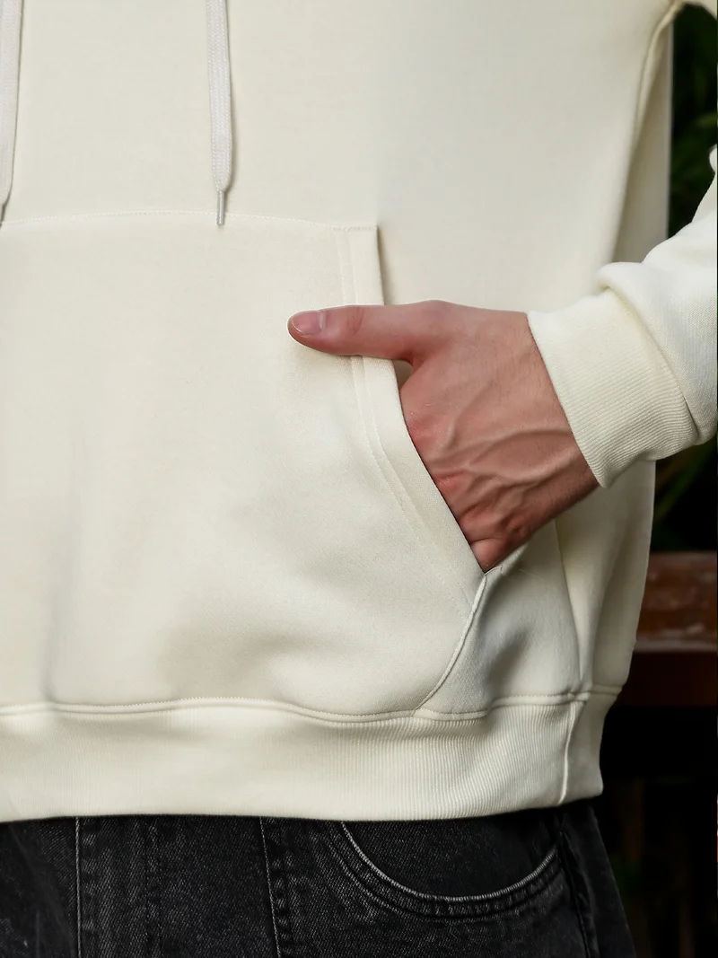 Maniac  Maniac Mens Printed Full Sleeve Cream Fleece Hood Sweatshirt for Men | Best Price UAE