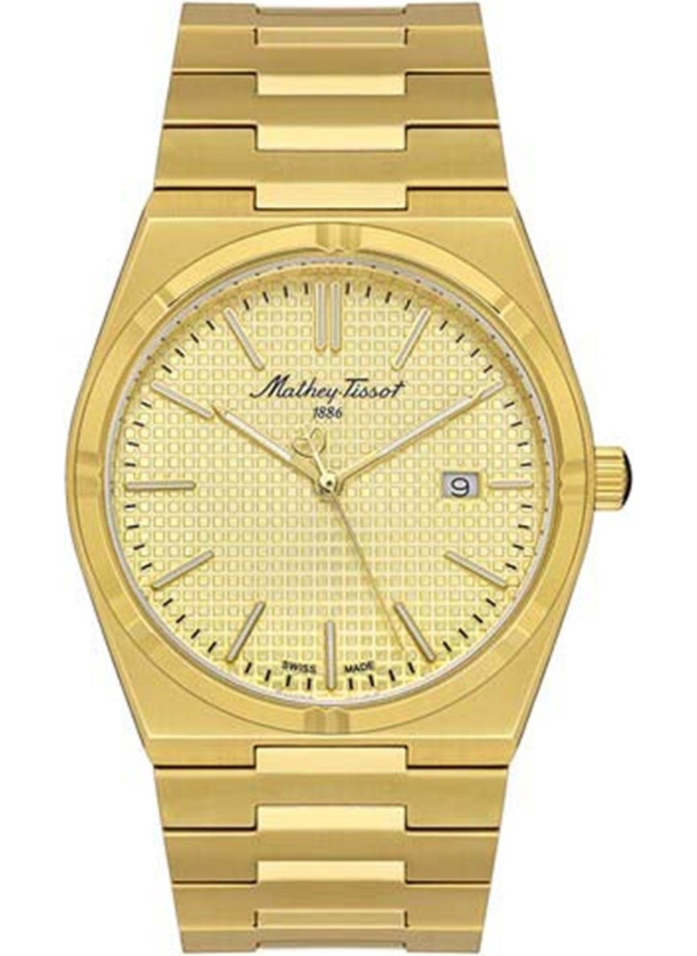 Mathey-Tissot - Gold Steel Strap Men's Wristwatch 5 Atm Water Resistant Stainless - Image 1