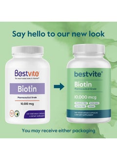BESTVITE Biotin 10,000mcg (240 Vegetarian Capsules) - No Stearates - No Dicalcium Phosphate - No Artificial Sweeteners - No Flavors - No Flow Agents - Vegan - Non GMO - Gluten Free  - Image 3