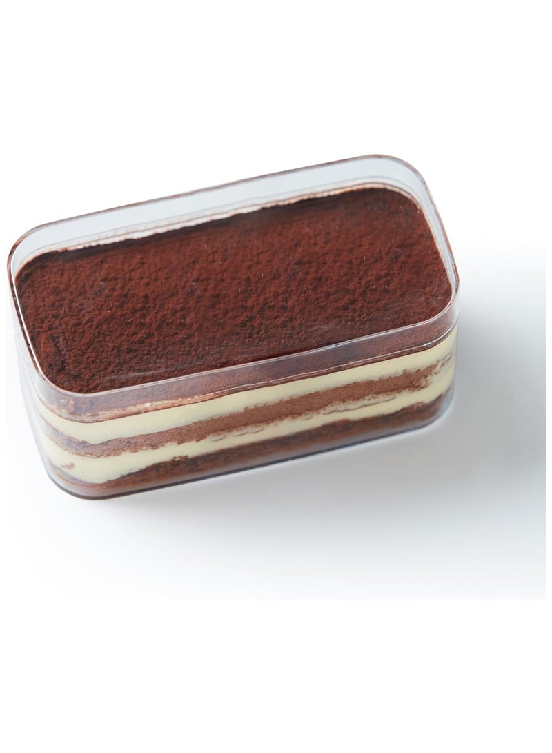 FUFU أكواب حلوى مستطيلة بلاستيكية disposable من FUFU عدد 12 مع أغطية - مثالية للتيراميسو، الموس، سلطات الفواكه، والمزيد! (11.7 × 6 × 5 سم) - Image 5