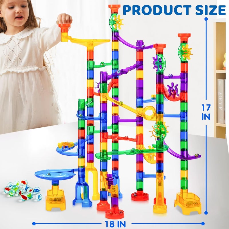 JOYIN Marble Run Premium Toy Set (170 Pcs), Construction Building Blocks Toys, STEM Educational Building Block Toy(120 Plastic Pieces + 50 Glass Marbles) - Image 4