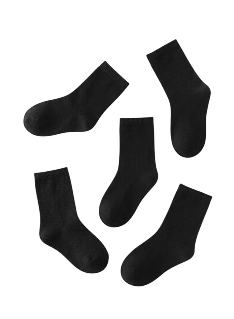 بيداني Essential Black Cotton School Socks (5-Pack)Short