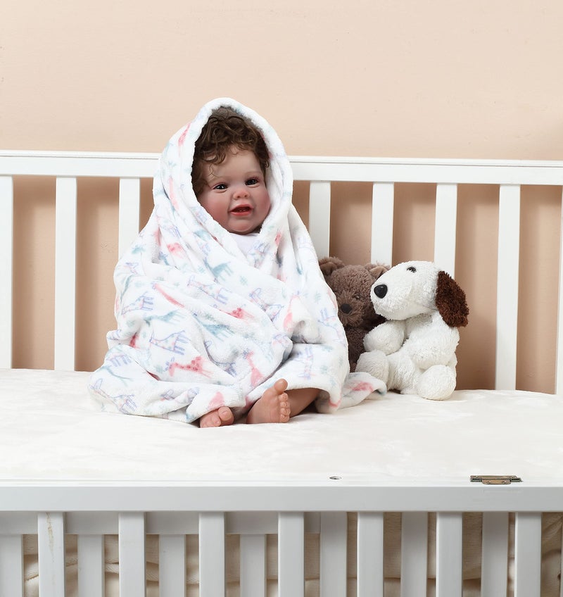 CREVENT Cute Silky Plush Baby Blanket for Girls & Boys Infants Toddlers Newborns Crib Cot Stroller, Giftable Suitable for All Season - Ivory Giraffe - Image 4