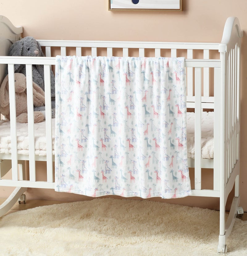 CREVENT Cute Silky Plush Baby Blanket for Girls & Boys Infants Toddlers Newborns Crib Cot Stroller, Giftable Suitable for All Season - Ivory Giraffe - Image 3
