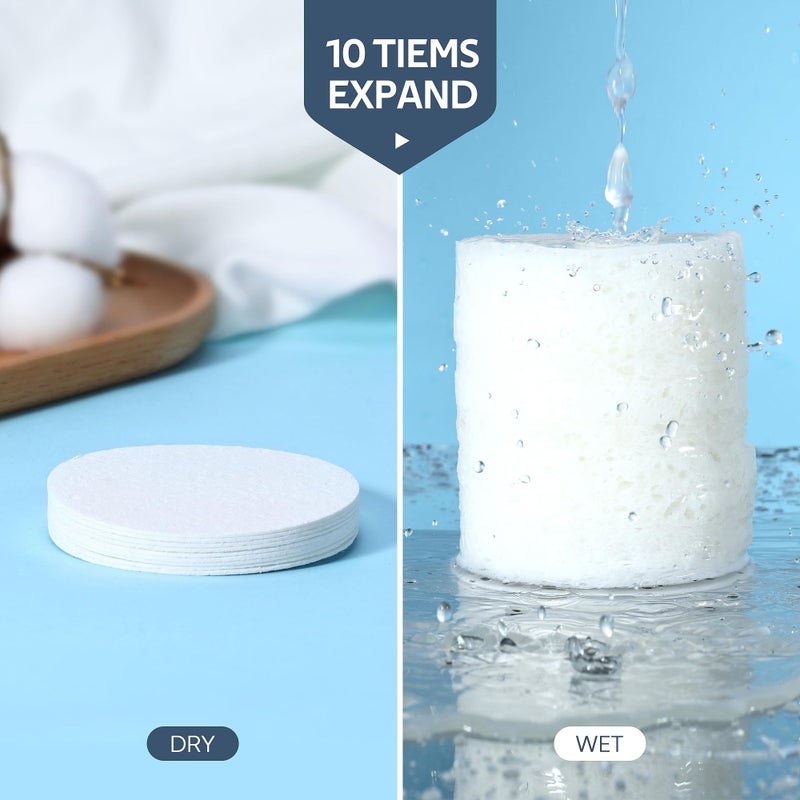 GAINWELL 50-Count Compressed Facial Sponges, GAINWELL White Cellulose 100% Natural Cosmetic Spa Sponges for Facial Cleansing, Exfoliating Mask, Makeup Removal - Image 4