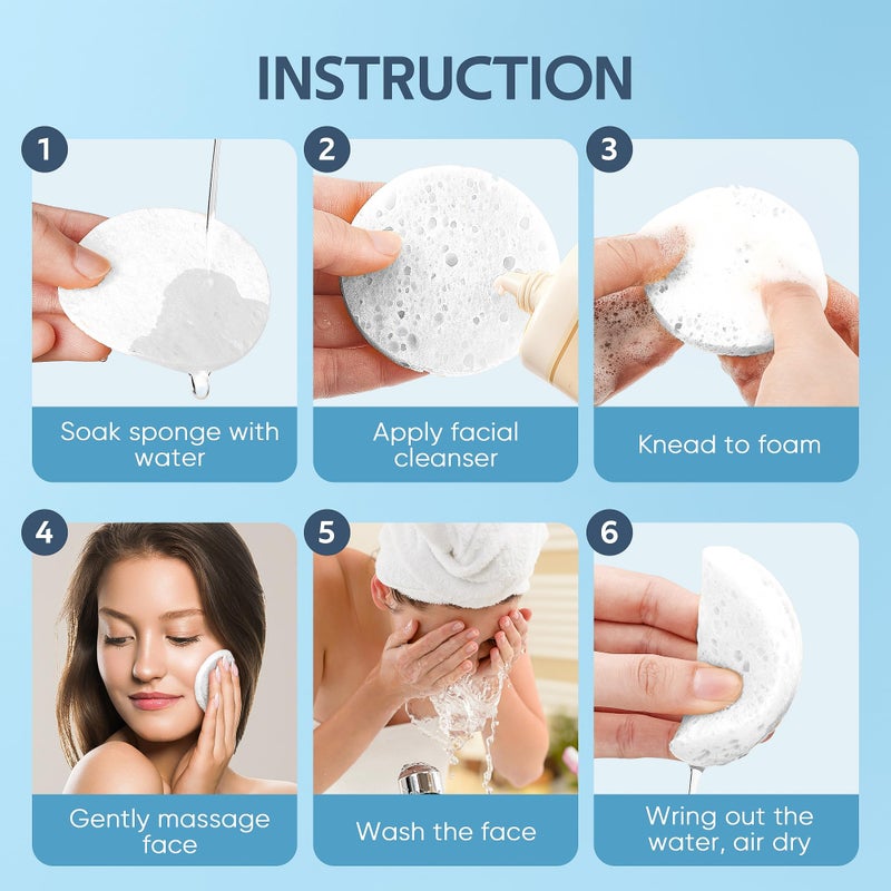 GAINWELL 50-Count Compressed Facial Sponges, GAINWELL White Cellulose 100% Natural Cosmetic Spa Sponges for Facial Cleansing, Exfoliating Mask, Makeup Removal - Image 3