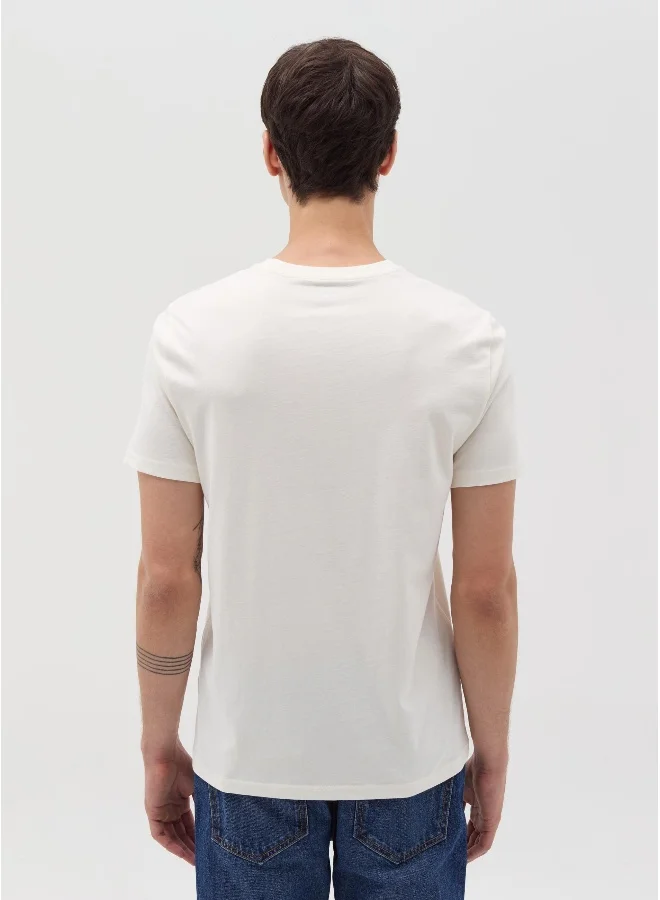 او في اس Cotton T-shirt with round neck