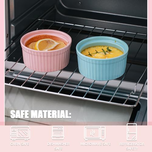 Meltset M Meltset 5.5 Oz Ramekins with Lids Oven Safe Ceramics Ramekin Bowls for Baking, Porcelain Bake Dishes for Souffle, Creme Brulee, Lava Cake, Ice Cream Desserts, Snacks (Set of 5） - Image 5